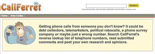 A screenshot of the homepage of www.callferret.com