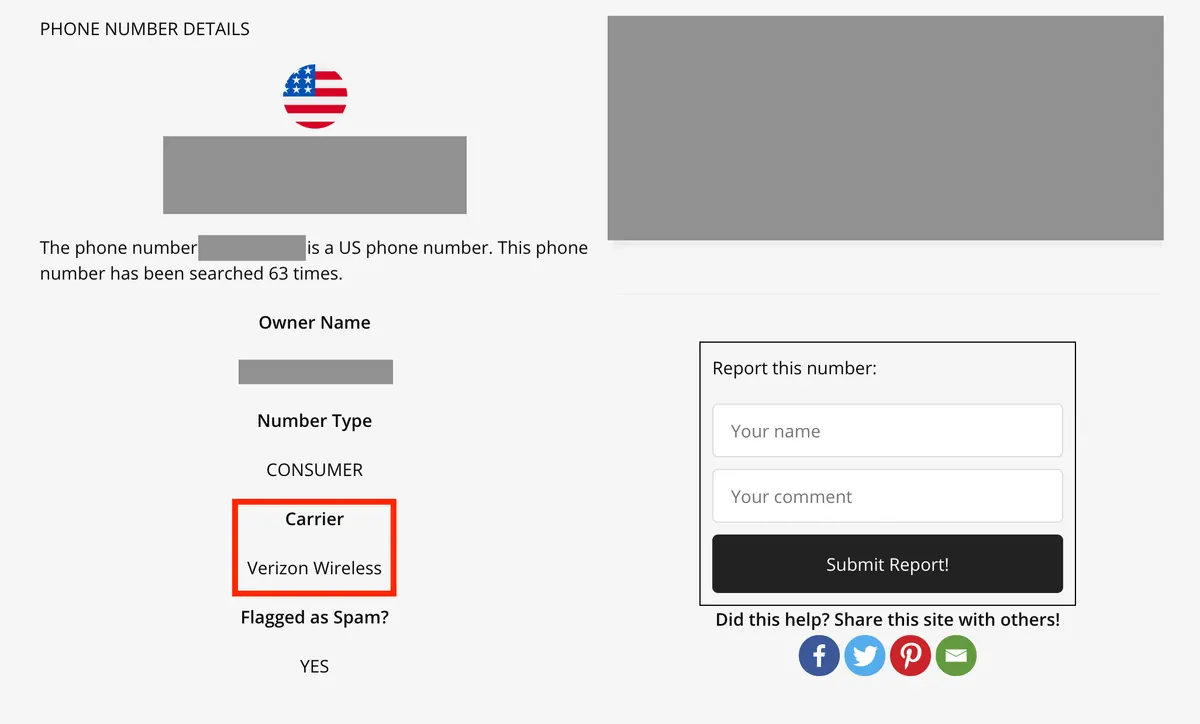 lookup the carrier of a caller for free using our phone number lookup too
