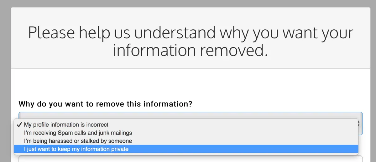 keep your information private on the white pages website