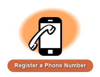 Orange button with "register a phone number" text