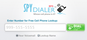 the homepage for spy dialer