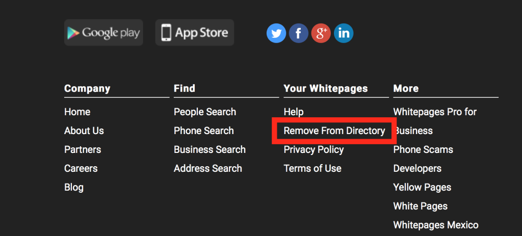 remove information from white pages directory