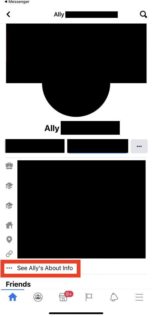the profile of a user in Facebook, showing the three dots